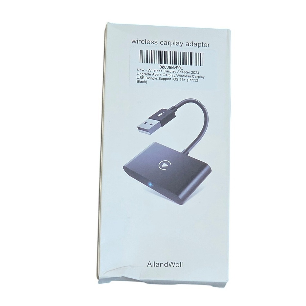 AllandWell Wireless CarPlay Adapter 2024 Upgrade USB Dongle iOS 16+ T5552 Black
